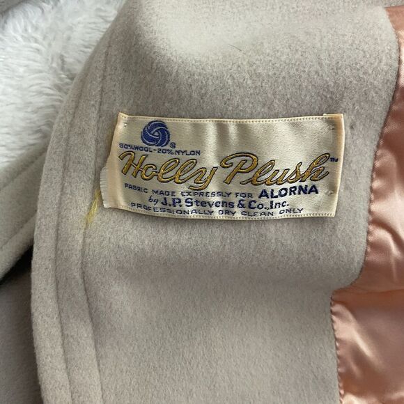 Vintage Elegant Gray beige Women's long belted Coat with Fur Collar L/XL - Picture 11 of 16